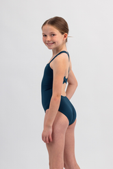 Girls Chlorine Resistant Swimsuit - One Piece - Basic Dark Teal